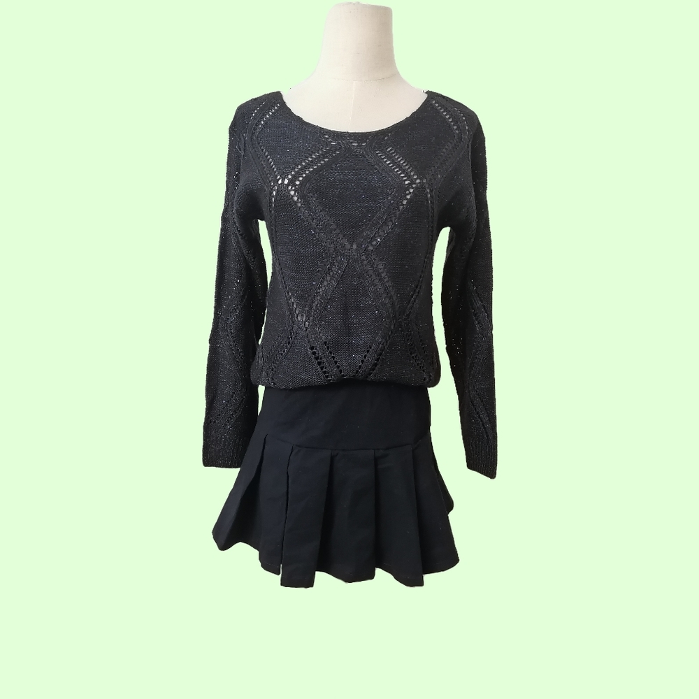 argyle pattern, long sleeve knittd top